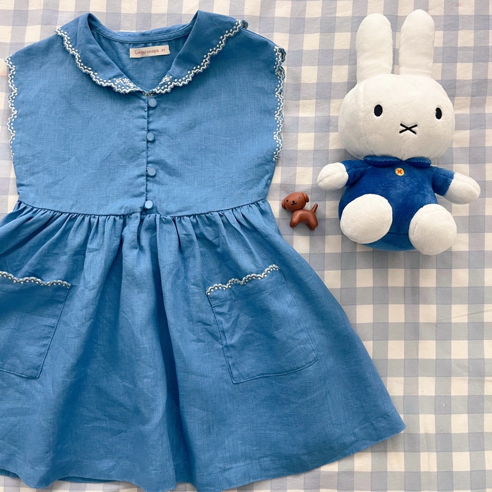 Miffy Gingersnaps Scallop Linen Dress sz 3/4